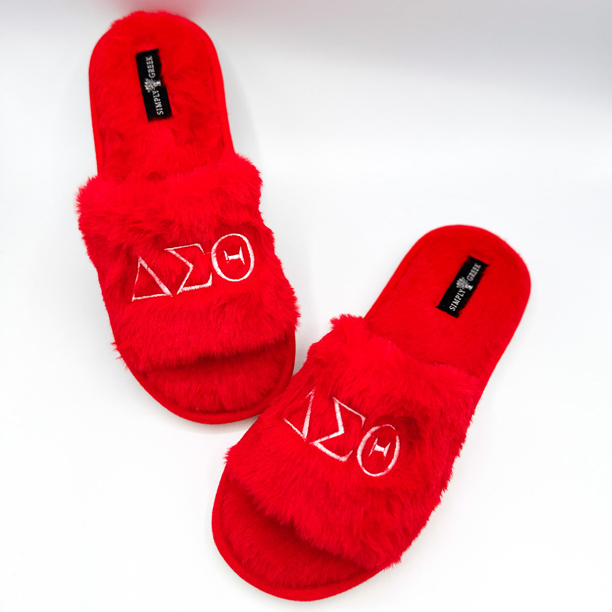 [PRE-ORDER] ΔΣΘ Plush Embroidered Women's Slipper Slides