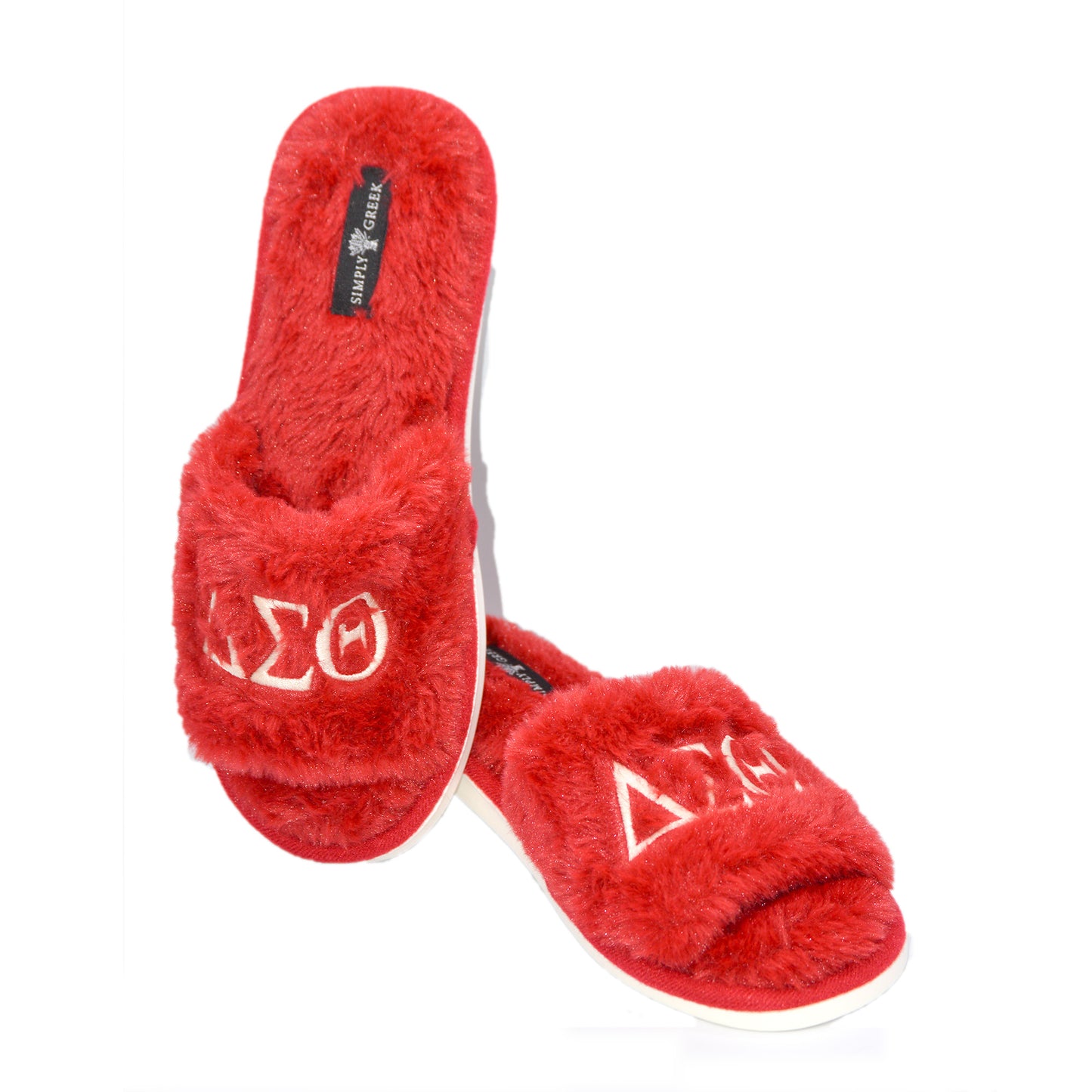 [PRE-ORDER] ΔΣΘ Plush Embroidered Women's Slipper Slides